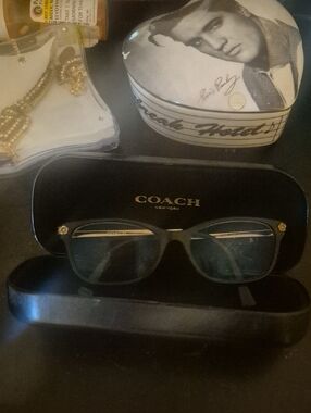 Coach Black Sunglasses with Gold Accents